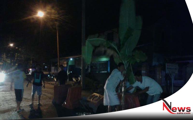 Warga OKI Tanam Pohon Pisang Di Tengah Jalan