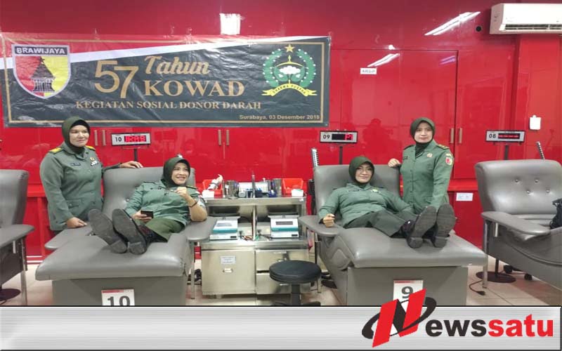 Sambut Kedatangan Hari Lahir ke-57, Kowad Kodam Brawijaya Gelar Donor Darah