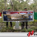 Satgas Pamtas Yonmek 521DY Cek Patok Perbatasan di Wilayah Indonesia-Papua New Guinea