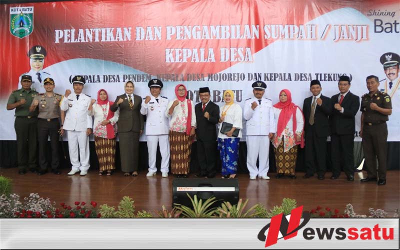 Walikota Batu Lantik Tiga Kepala Desa Terpilih Periode 2019-2025