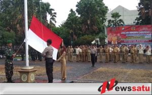 Camat Mayangan Adakan Upacara Gabungan Bersama 3 Pilar