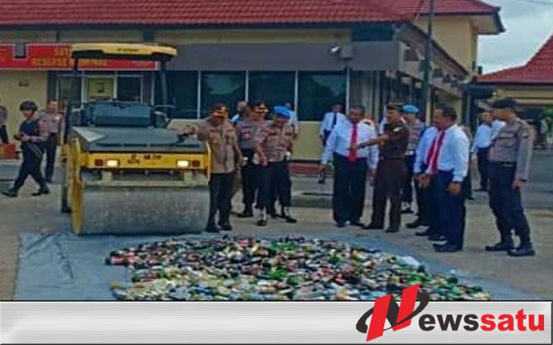 Hasil Operasi Pekat, 670 Botol Miras Dimusnahkan Polres Sumenep