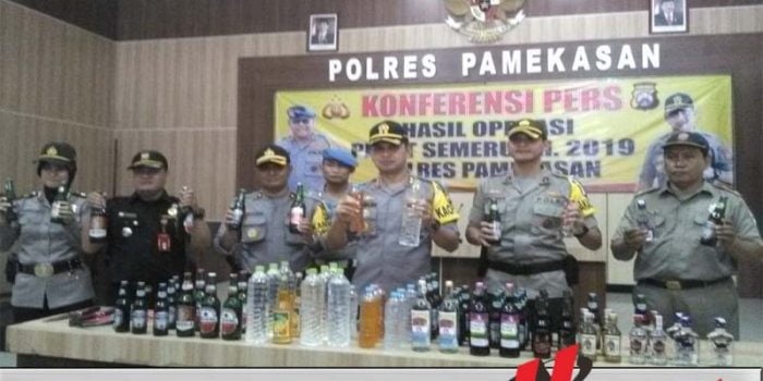 Operasi Pekat Semeru 2019, Polres Pamekasan Sita 497 Botol Miras