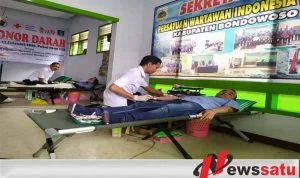 HPN Dan HUT PWI Ke 74, PWI Bondowoso  Gelar Donor Darah