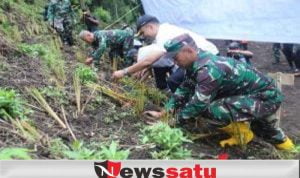 Kodim 0822 Gandeng Pemkab Tanam Ribuan Rumput Vetiver di Gunung Suket