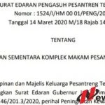 Pondok Pesantren Tebuireng Jombang Tutup Sementara Akses Makam untuk Peziarah