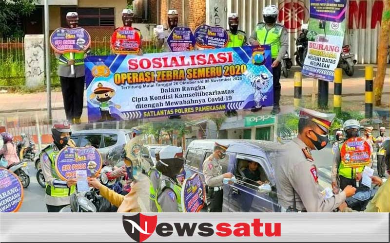 Operasi Zebra Simpatik, Satlantas Polres Pamekasan Bagikan Masker dan Hand Sanitizer