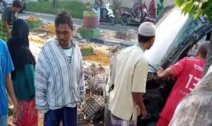 Tidak Konsentrasi, Mobil Pick up Terbalik Di Tlanakan Pamekasan