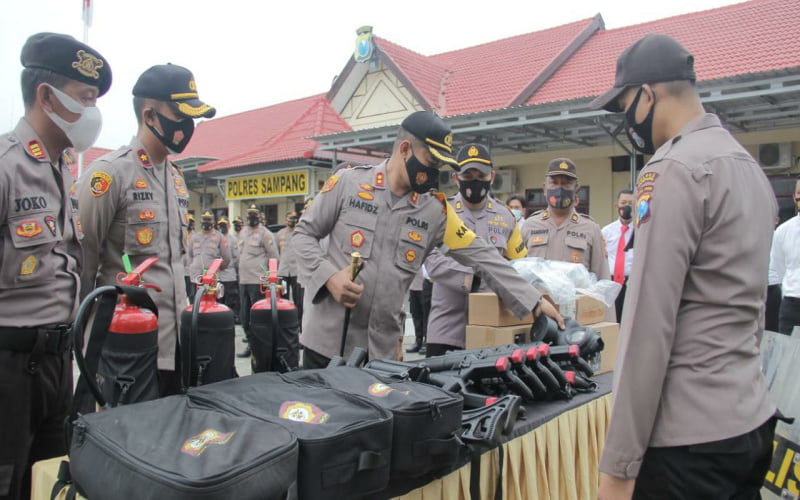 Polres SampangApel Kesiapan Pasukan dan Peralatan Dalmas Jelang Pilkada Serentak