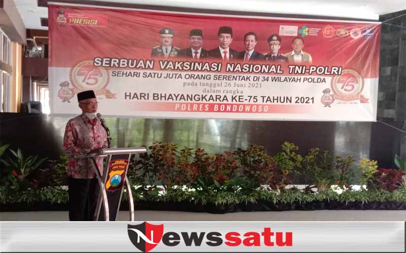 HUT Bhayangkara ke 75, Bupati Bondowoso Apresiasi Kegiatan Vaksinasi COVID-19
