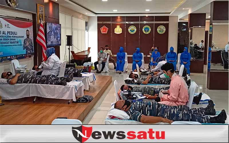 Lanal Palembang Bersama PMI Adakan Donor Darah Plasma Konvalescent dan Donor Darah Maritim