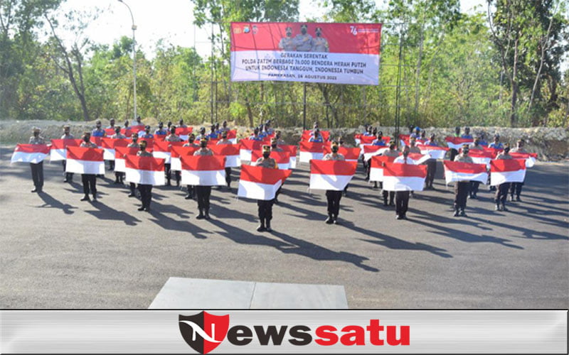 Polres Pamekasan Apel Gerakan Kebangsaan, Polda Jatim Tebar 76000 Bendera Merah Putih