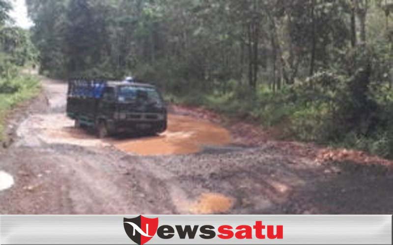 Jalan Poros Kecamatan Tulung Selapan Rusak Parah