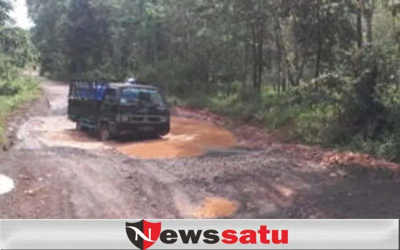 Jalan Poros Kecamatan Tulung Selapan Rusak Parah