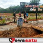 Kembangkan Potensi Olahraga, Satgas TMMD Bangun Sarana Lapangan Volly