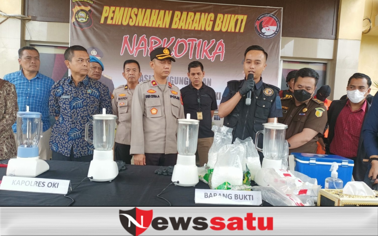 Polres OKI Musnahkan BB Sabu Seberat 3,964,3 Gram