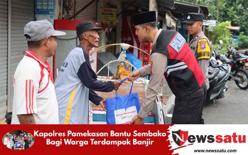 Kapolres Pamekasan Bantu Sembako Bagi Warga Terdampak Banjir