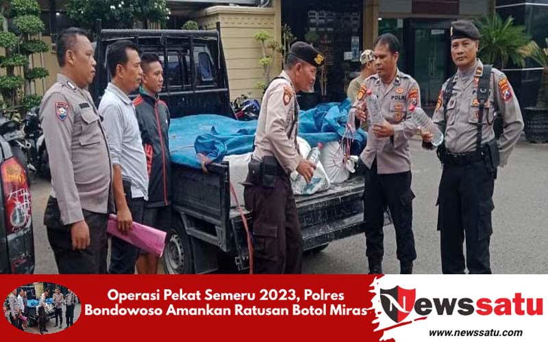Operasi Pekat Semeru 2023, Polres Bondowoso Amankan Ratusan Botol Miras