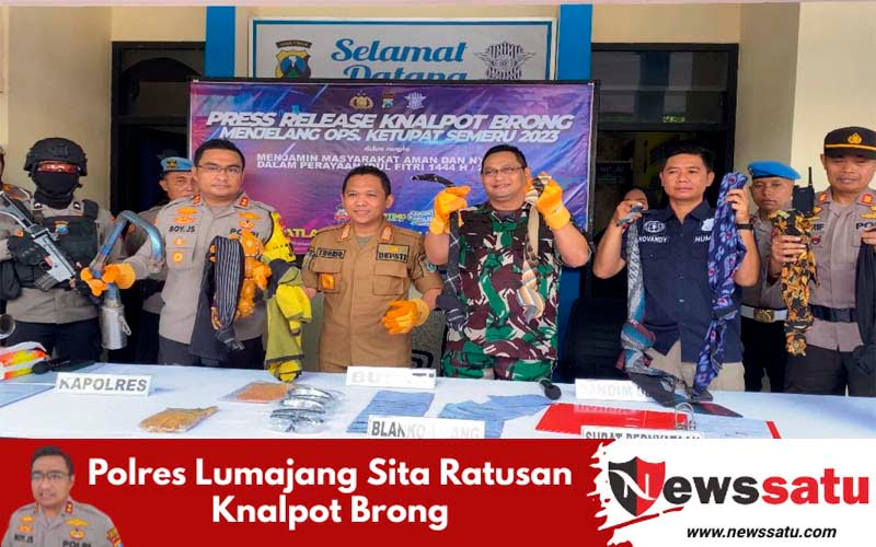 Polres Lumajang Sita Ratusan Knalpot Brong