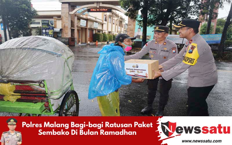 Polres Malang Bagi-bagi Ratusan Paket Sembako Di Bulan Ramadhan