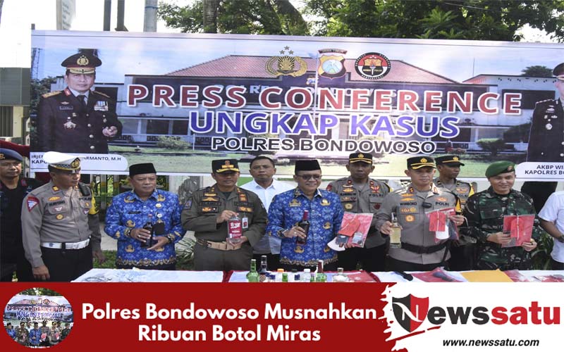 Polres Bondowoso Musnahkan Ribuan Botol Miras