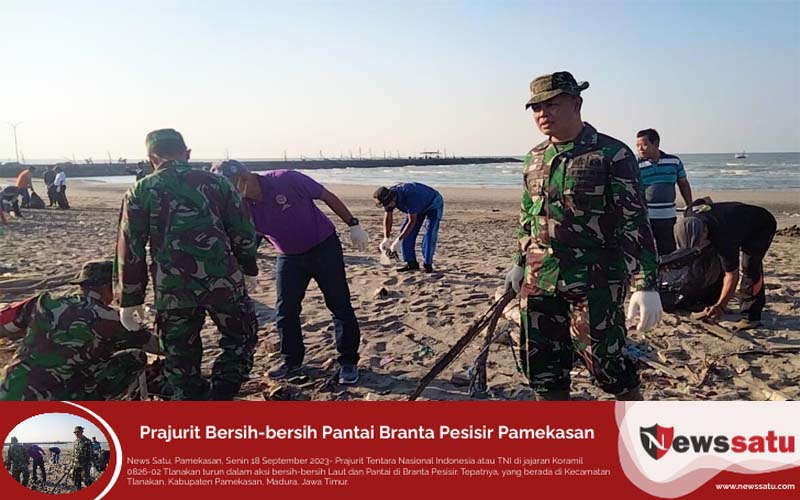 Prajurit Bersih-bersih Pantai Branta Pesisir Pamekasan