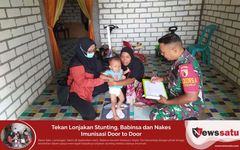 Tekan Lonjakan Stunting, Babinsa dan Nakes Imunisasi Door to Door