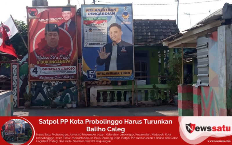 Satpol PP Kota Probolinggo Harus Turunkan Baliho Caleg