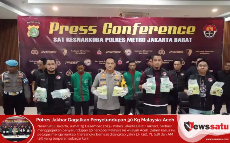 Polres Jakbar Gagalkan Penyelundupan 30 Kg Malaysia-Aceh