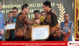 Pemkab OKI Dapat Penghargaan Zona Hijau Kepatuhan Pelayanan Publik Dari Ombudsman