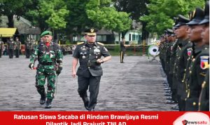 Ratusan Siswa Secaba di Rindam Brawijaya Resmi Dilantik Jadi Prajurit TNI AD