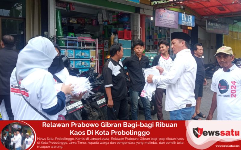 Relawan Prabowo Gibran Bagi-bagi Ribuan Kaos Di Kota Probolinggo