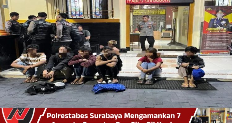 Polrestabes Surabaya Mengamankan 7 Anggota Gangster Dan Sita Pil Koplo