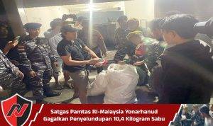 Satgas Pamtas RI-Malaysia Yonarhanud Gagalkan Penyelundupan 10,4 Kilogram Sabu