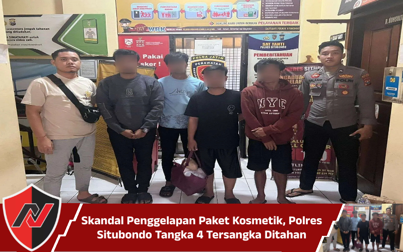 Skandal Penggelapan Paket Kosmetik, Polres Situbondo Tangka 4 Tersangka Ditahan