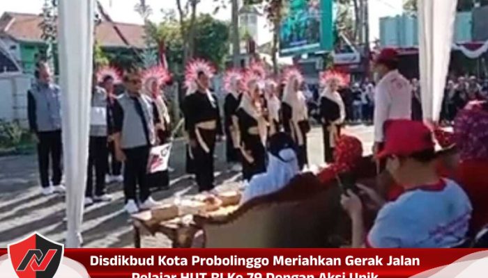 Disdikbud Kota Probolinggo Meriahkan Gerak Jalan Pelajar HUT RI Ke 79 Dengan Aksi Unik