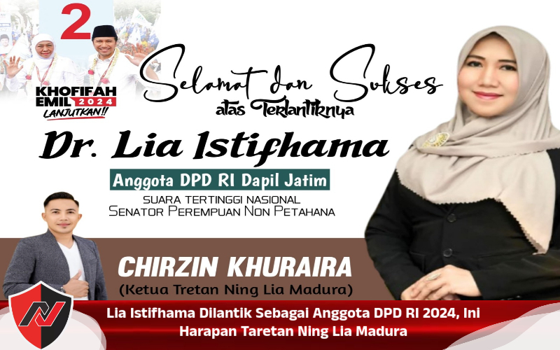 Lia Istifhama Dilantik Sebagai Anggota DPD RI 2024, Ini Harapan Taretan Ning Lia Madura
