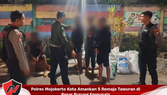Polres Mojokerto Kota Amankan 5 Remaja Tawuran di Pasar Burung Empunala