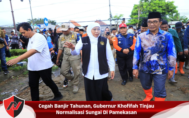 Cegah Banjir Tahunan, Gubernur Khofifah Tinjau Normalisasi Sungai Di Pamekasan