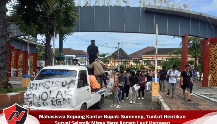 Mahasiswa Kepung Kantor Bupati Sumenep, Tuntut Hentikan Survei Seismik Migas Yang Ancam Laut Kangean