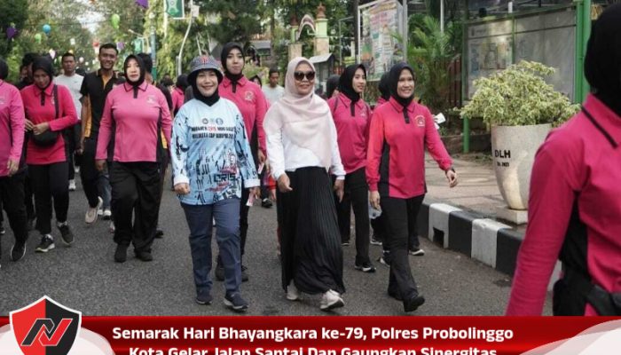 Semarak Hari Bhayangkara ke-79, Polres Probolinggo Kota Gelar Jalan Santai Dan Gaungkan Sinergitas