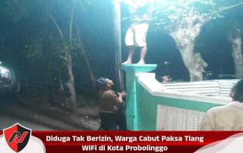 Diduga Tak Berizin, Warga Cabut Paksa Tiang WiFi di Kota Probolinggo
