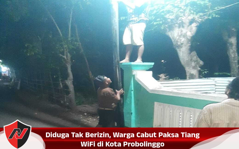 Diduga Tak Berizin, Warga Cabut Paksa Tiang WiFi di Kota Probolinggo