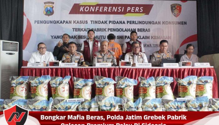Bongkar Mafia Beras, Polda Jatim Grebek Pabrik Oplosan Premium Palsu Di Sidoarjo