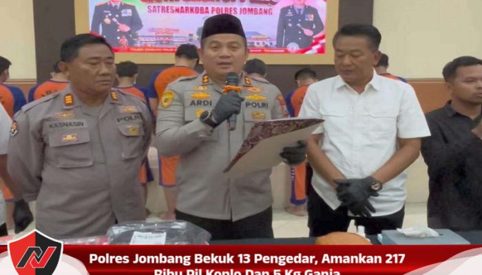 Polres Jombang Bekuk 13 Pengedar, Amankan 217 Ribu Pil Koplo Dan 5 Kg Ganja