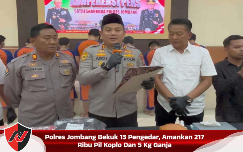 Polres Jombang Bekuk 13 Pengedar, Amankan 217 Ribu Pil Koplo Dan 5 Kg Ganja