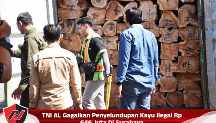 TNI AL Gagalkan Penyelundupan Kayu Ilegal Rp 646 Juta Di Surabaya