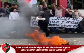 Tolak Survei Seismik Migas PT KEI, Mahasiswa Kangean Bakar Ban Dan Segel Kantor Bupati Sumenep
