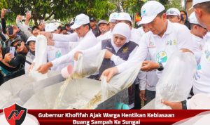 Gubernur Khofifah Ajak Warga Hentikan Kebiasaan Buang Sampah Ke Sungai
