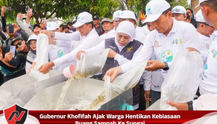 Gubernur Khofifah Ajak Warga Hentikan Kebiasaan Buang Sampah Ke Sungai